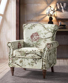 Modern Floral Pattern Upholstered Armchair with Wood Legs - Hulala Home