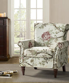 Modern Floral Pattern Upholstered Armchair with Wood Legs - Hulala Home