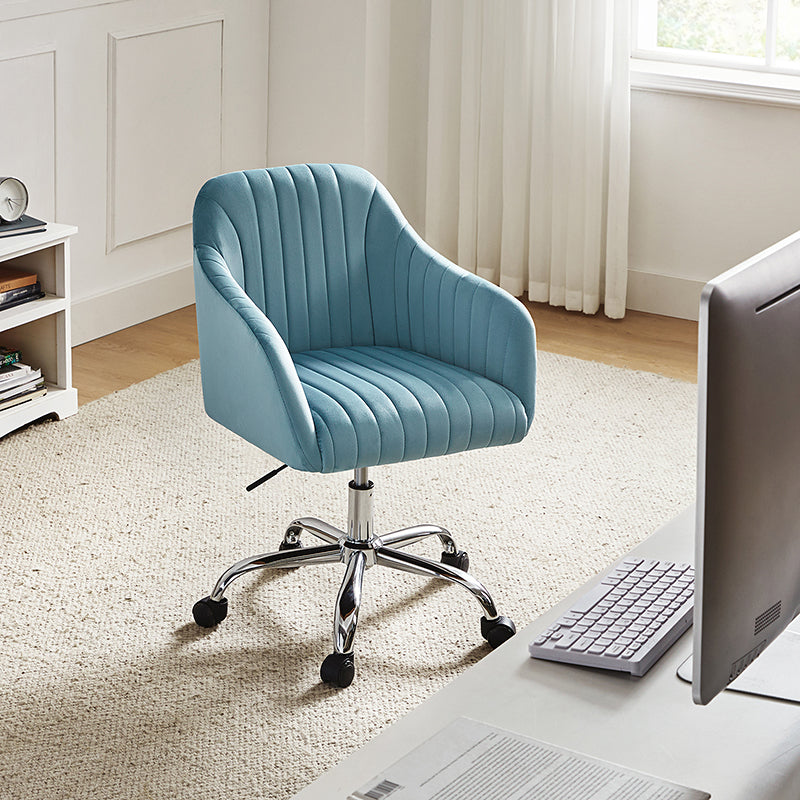 Chaise de Bureau Moderne en Velours Theo avec Dossier Capitonné