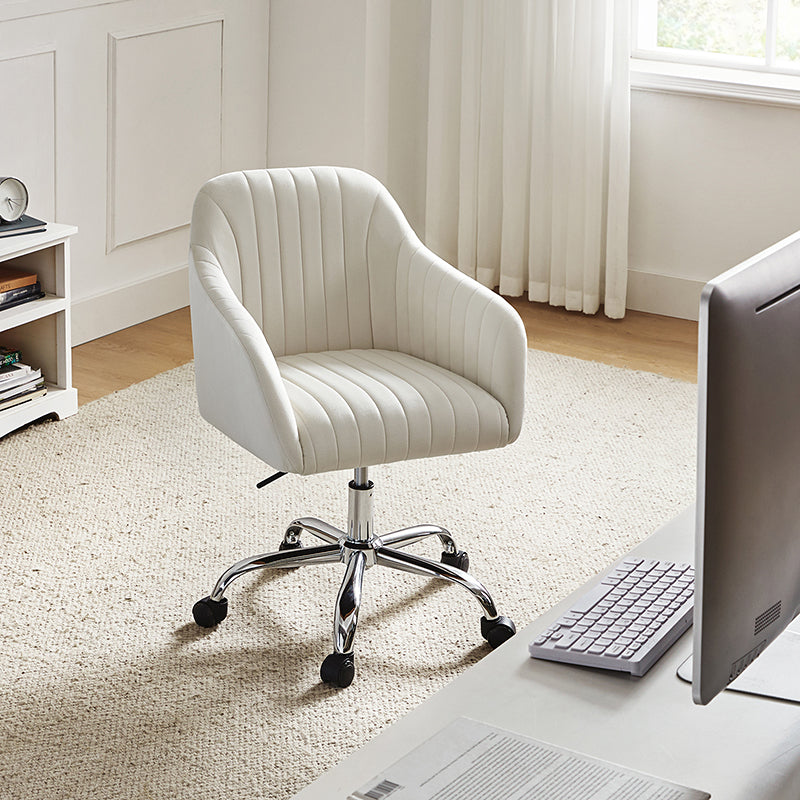 Chaise de Bureau Moderne en Velours Theo avec Dossier Capitonné