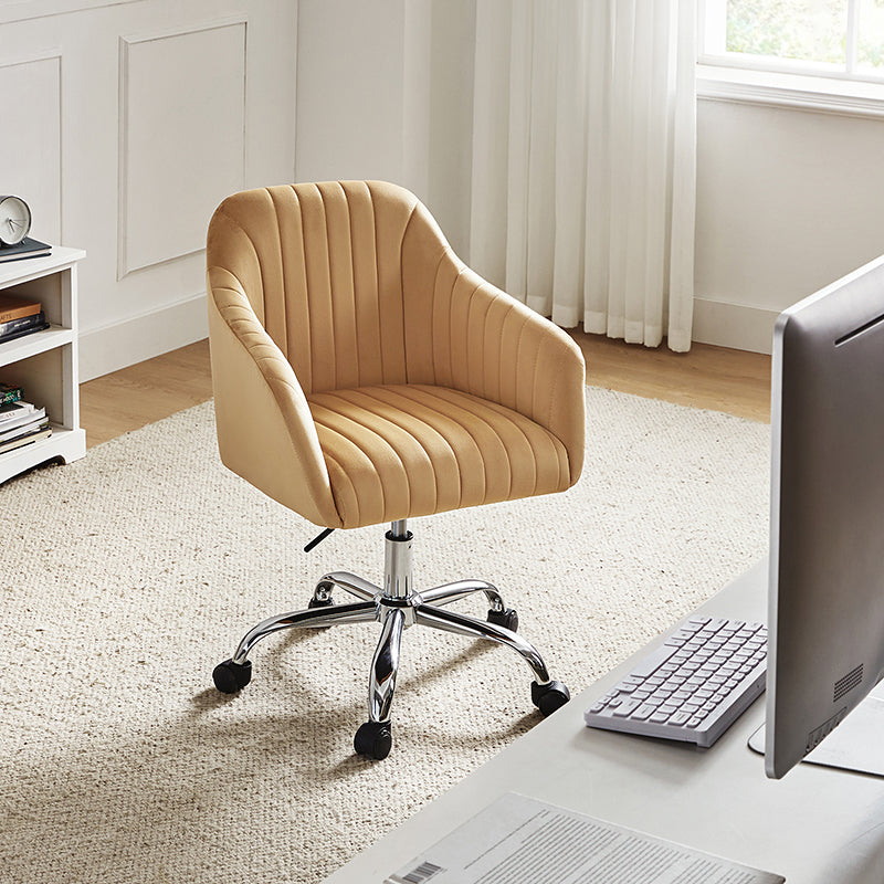 Chaise de Bureau Moderne en Velours Theo avec Dossier Capitonné