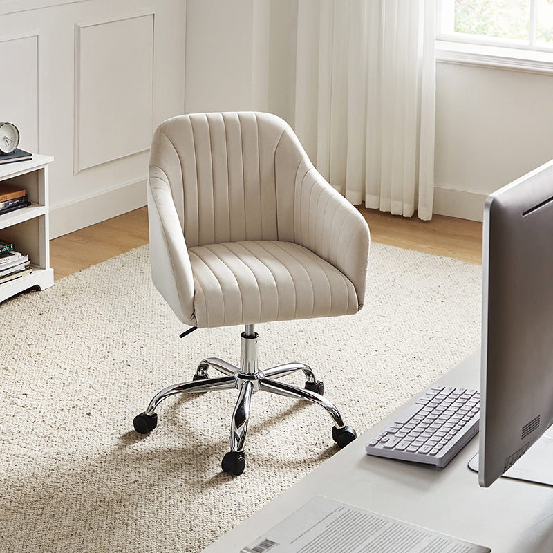 Chaise de Bureau Moderne en Velours Theo avec Dossier Capitonné